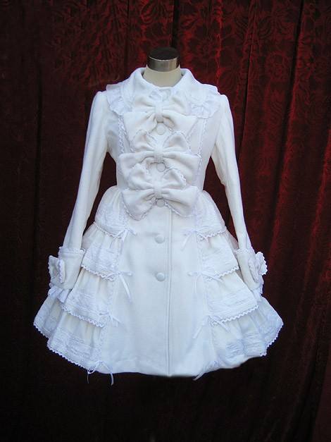 Cream White A-line Sweet Lolita Jacket with Bows and Lace