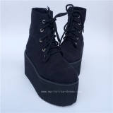 High Platform Black Velvet Lolita Short Boots O