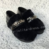 Sweet Matte Black Imitate Furs Lolita Shoes