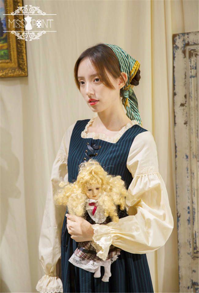 Alpine Maiden~ Vintage Stripe OP Dress -Pre-order