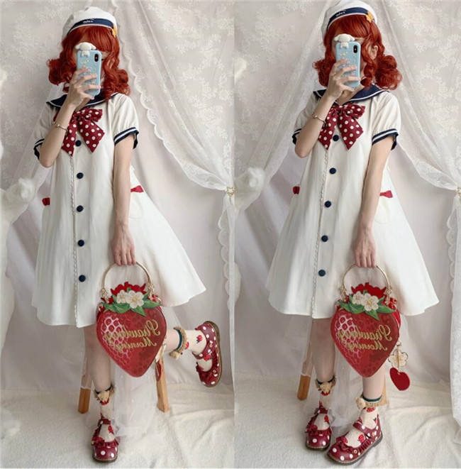 A Strawberry~Sweet Bows Lolita cross bag -Ready Made