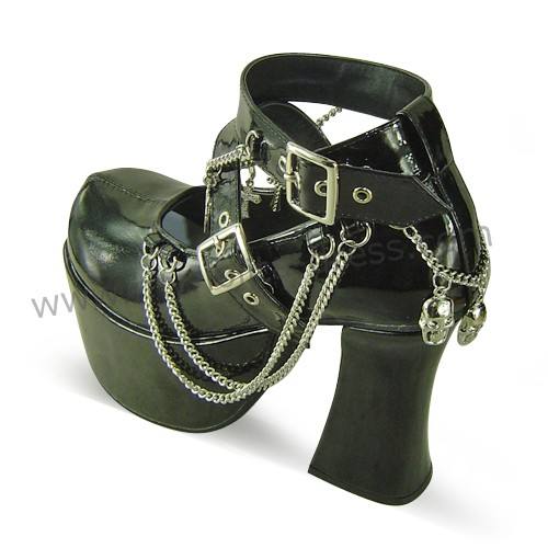 Black Shiny High Platform Punk Lolita Shoes