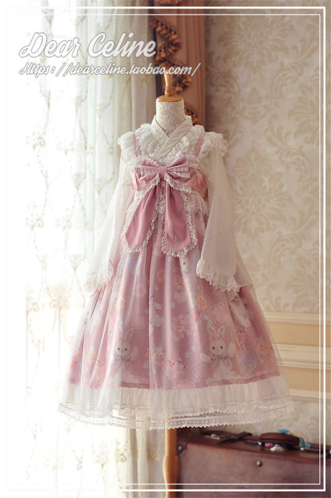 Dear Celine ~Sakura Rabbit~ High Waist Lolita JSK -Ready Made