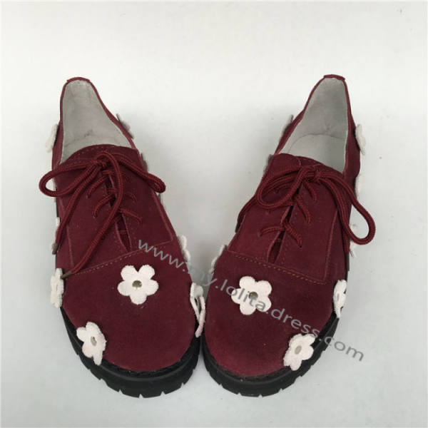 Sweet Yak Wool Real Leather Flats Shoes with flowers