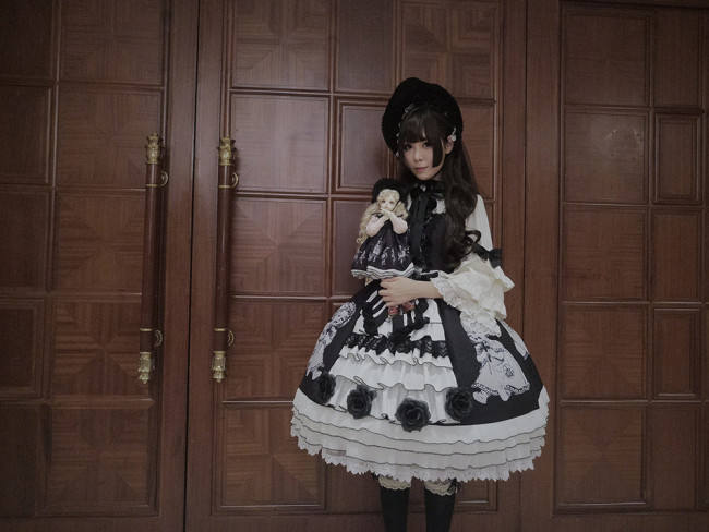 Antique Paper Doll~ Black Lolita JSK Dress -Ready Made