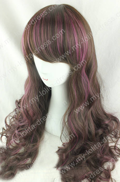 Big Curves Brown Purple 60cm Lolita Wig