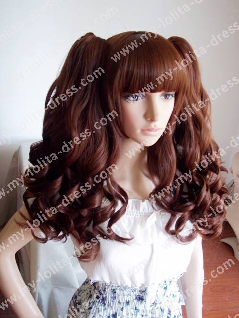 Chocolate Brown Long Curly Lolita Wig - In Stock