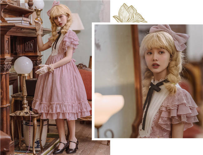 Memory of Floria~ Vintage Lolita OP Short/Long Version-Ready Made