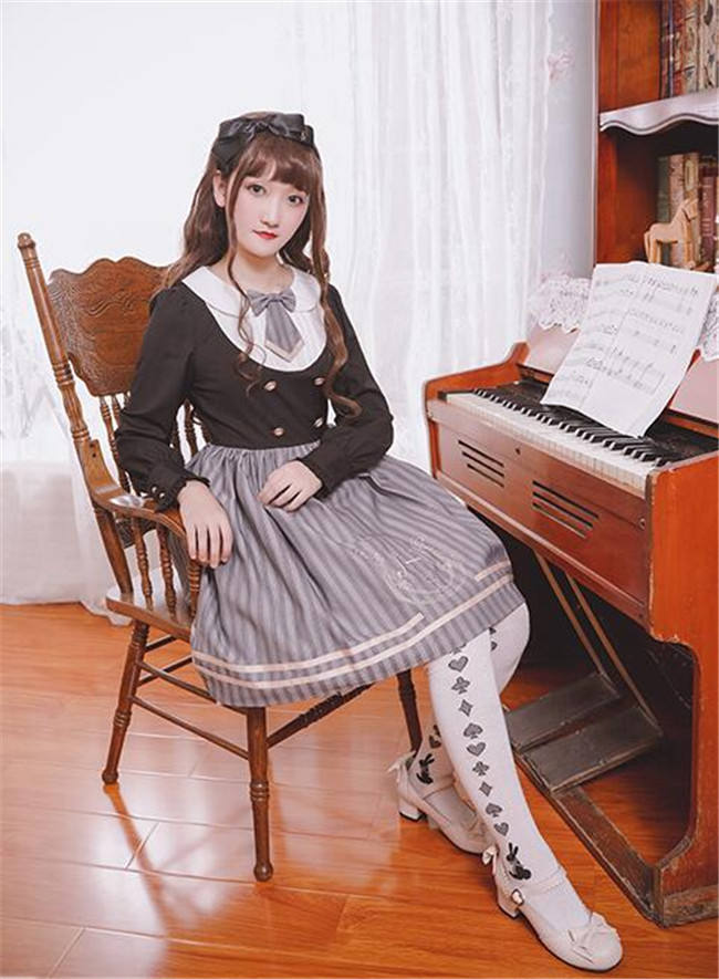 Magic Music School~ College Style Bass Embroidery Lolita OP Dress