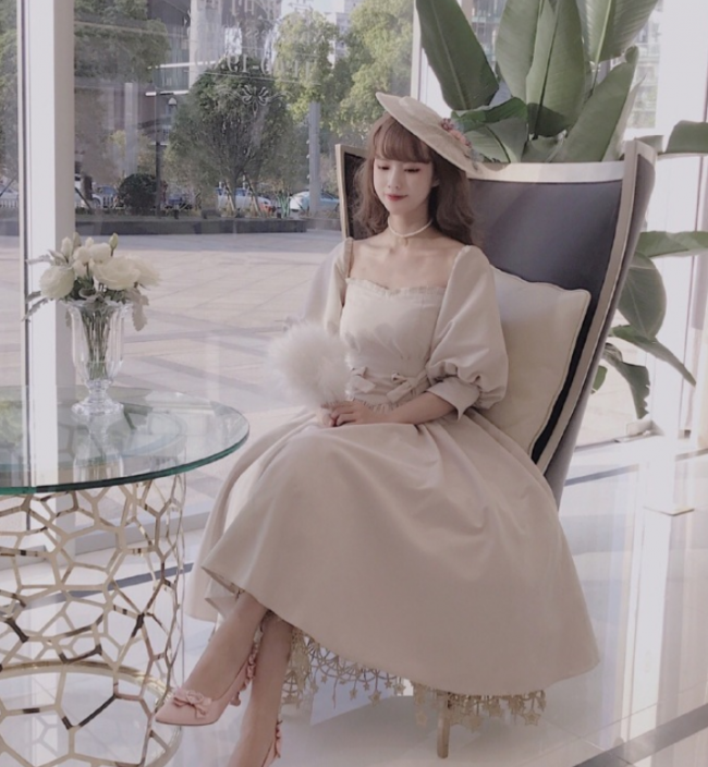 Gem Manor ~Elegant Vintage Lolita OP -Apricot L Size In Stock