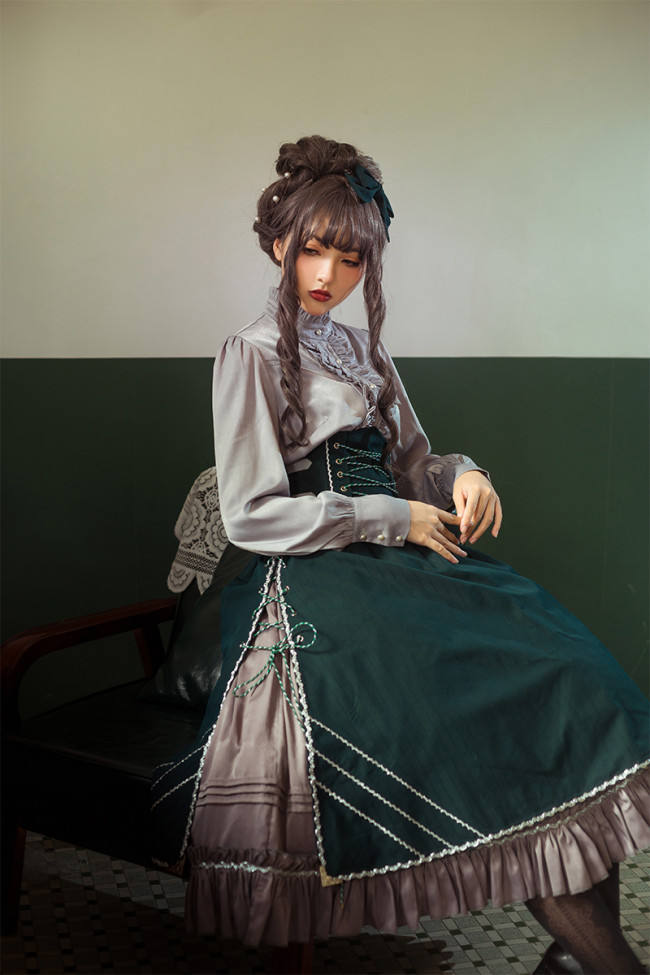 MISS 1860~ Vintage Lolita Cape+Skirt+Corset+Blouse -out