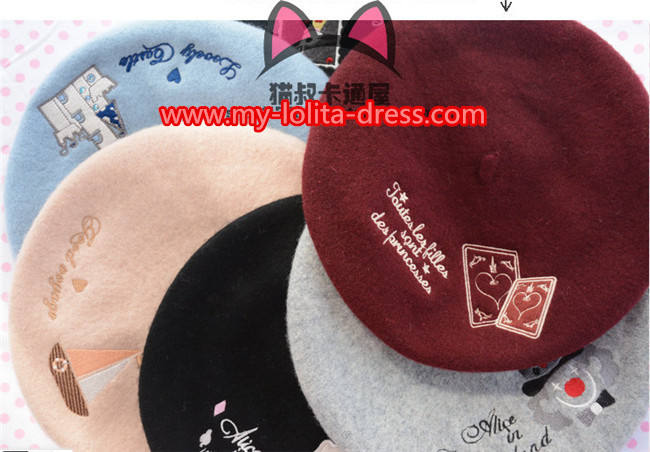 Swimmer Wool Sweet Embroidery Lolita Beret In Stock