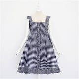 Baby Doll Style Gingham Lolita JSK Dress - Ready Made