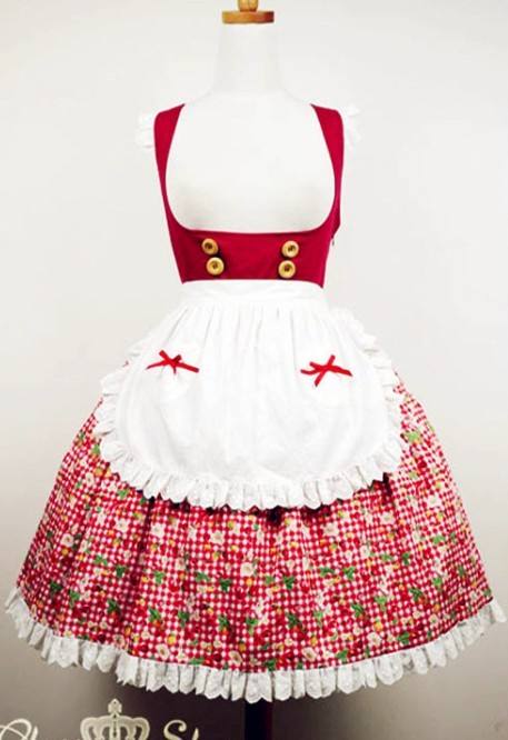 Summer Cherries Strawberry Lolita JSK 3 Colors + Apron