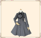 Vintage Houndstooth Slim Lolita Long Coat