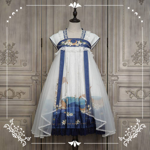 NyaNya Lolita Boutique ~Over the Sea the Moon Shines Bright Babydoll Style Qi Lolita OP Ready Made