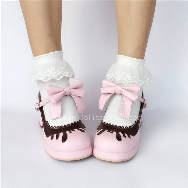 Sweet Black With Coffee Lolita Heels Shoes