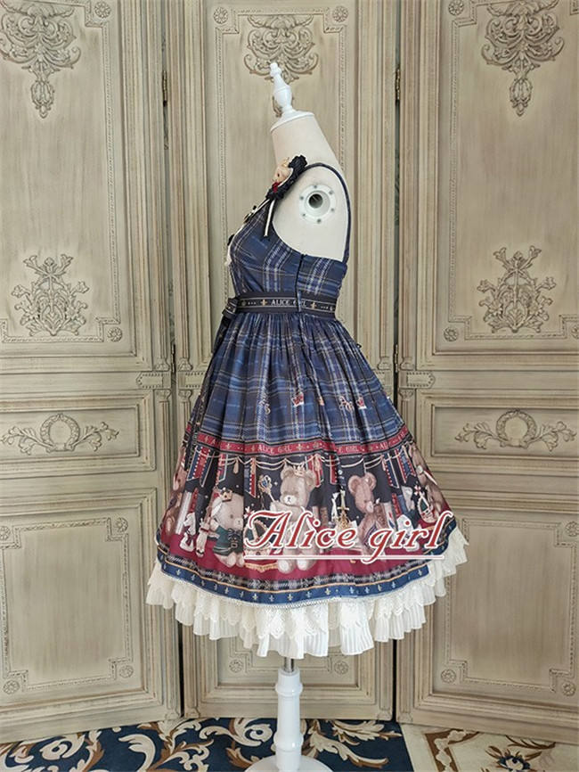 Alice Girl ~Gingham Teddy Lolita JSK -Pre-order