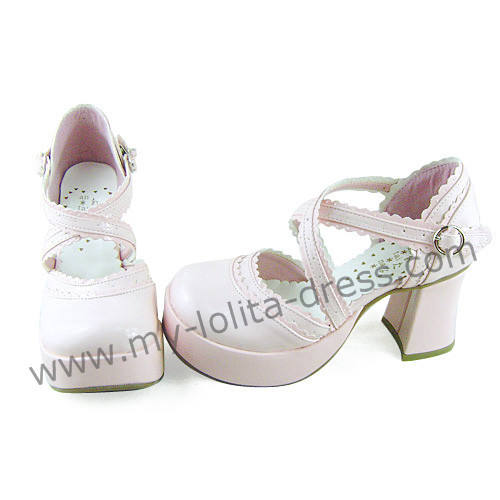 Cross Straps Pink Sweet Lolita Sandals
