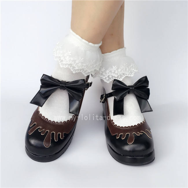 Sweet Black With Coffee Lolita Heels Shoes
