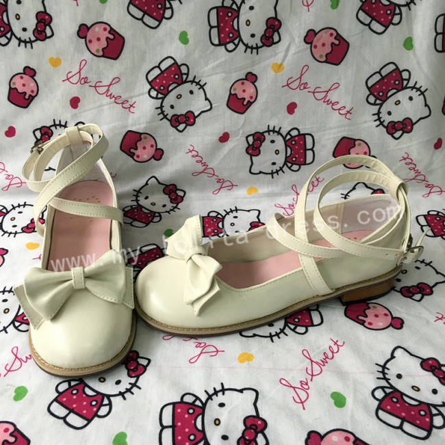Girl's Sweet White Lolita Low Heels Shoes