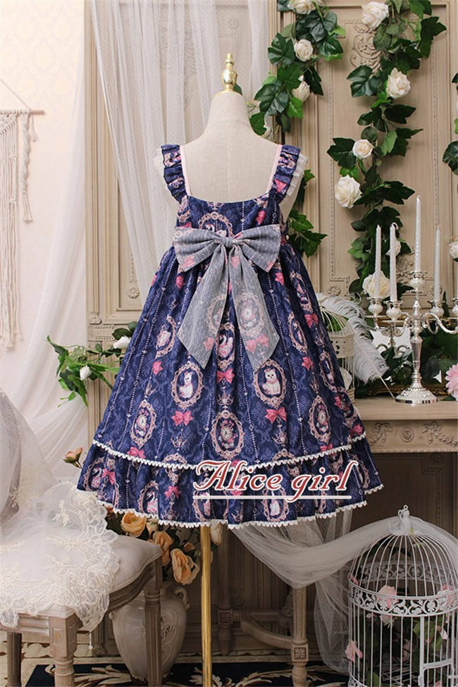 The Kittens In The Frame~ Sweet Lolita Printed JSK High Waist Pink Size S - In Stock