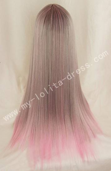 Light Brown Pink Straight Lolita Wig 70cm long