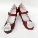 Sweet Wine with Silver Real Leather Lolita Heels Shoes O
