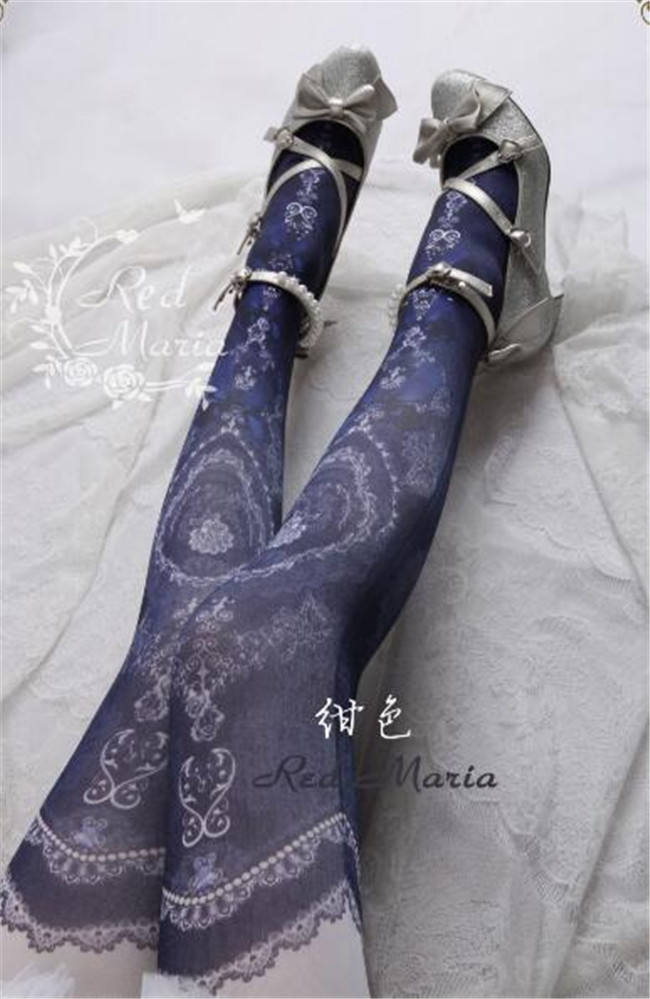 The Peacock Feather~ Vintage Double-sides Printed Lolita Tights