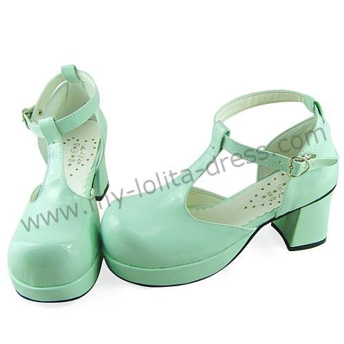 Shiny Mint T-strap Lolita Sandals