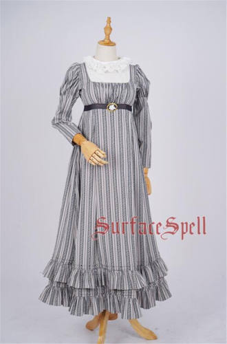 Jane Bennett~ Roll Collar Stripes Vintage Dress