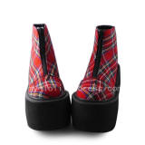 Red Rartan High Heels Wedges Sweet Lolita Girls Shoes