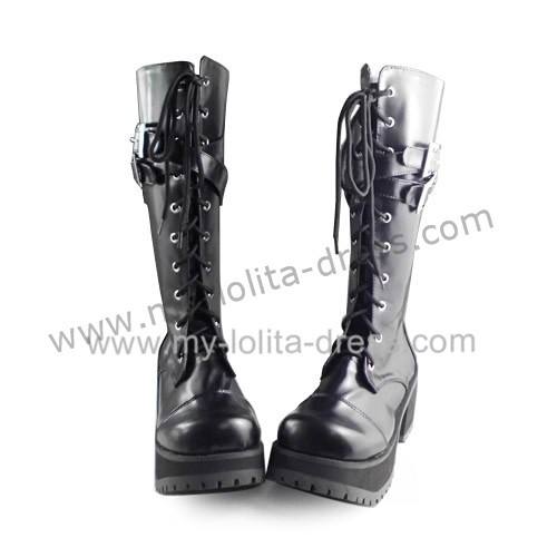 Matt Black Slip Sole Lolita Gothic Boots