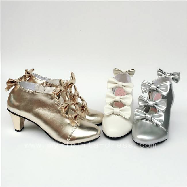 Sweet Girl's Four Bows Lolita Heels Shoes