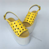 Sweet Glossy Yellow Lolita Sandals with holes