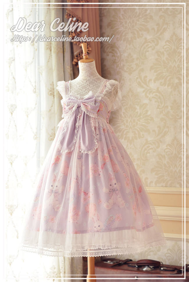 Dear Celine ~Sakura Rabbit~ High Waist Lolita JSK -Ready Made