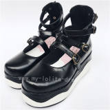High Platform Matte Coffee Lolita Shoes with White Soles