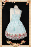 Strawberry Gingham Pure Cotton Lolita JSK Dress +Headbow