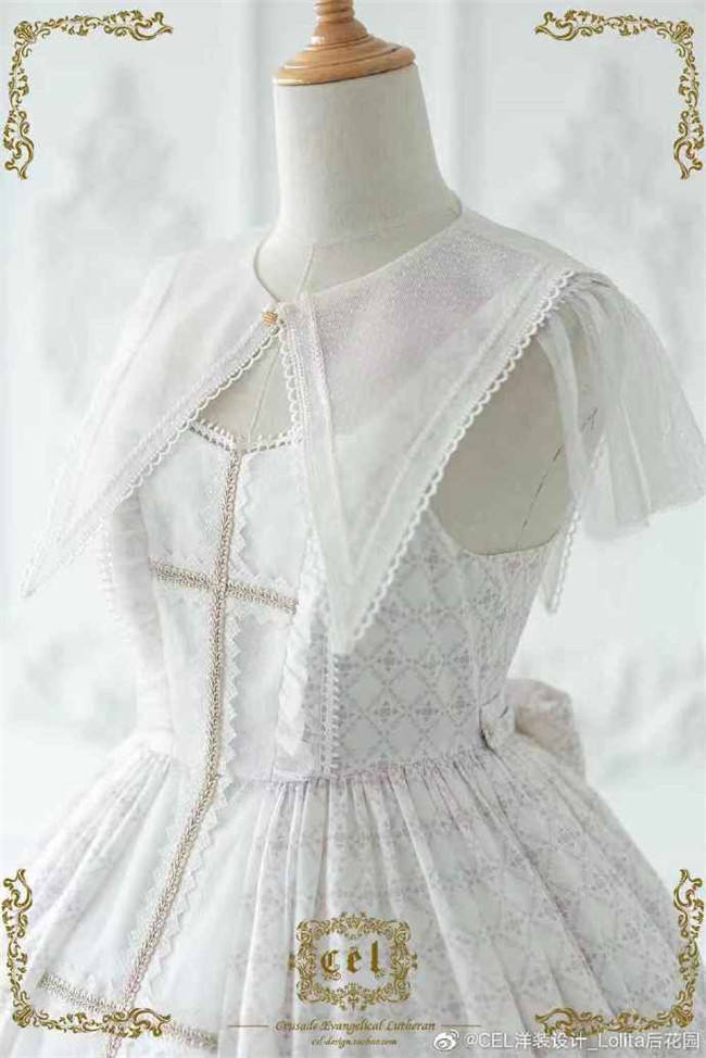 CEL Lolita ~The Holy Cross Gothic Lolita JSK with Front Open Design + Fake Collar -Ready Made