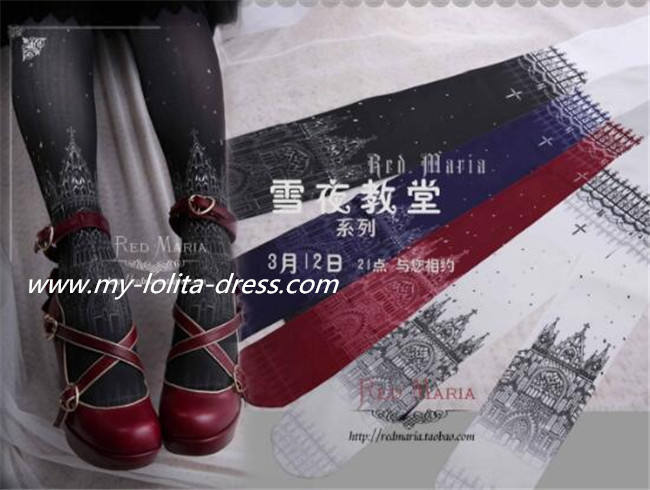 Hakodate Church~ Gothic Double-sides Printed Lolita Tights