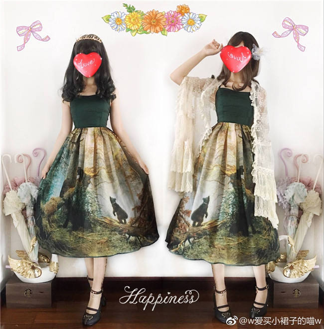 Pine Trees Forest Morning Vintage Lolita Dress-Ready Made
