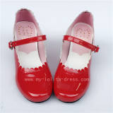 Wine Glossy Lolita Heels Shoes