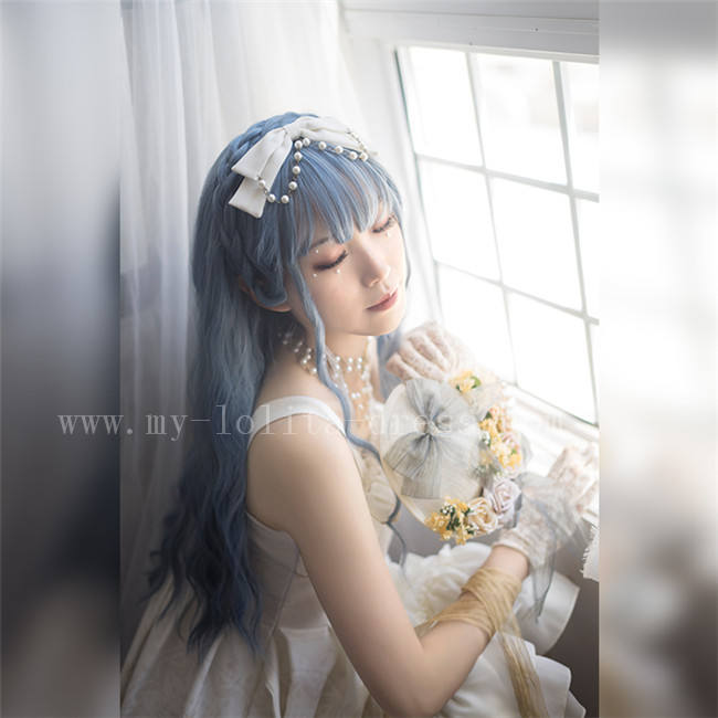 Sweet Big Wavy Daily Curls Gray Blue Lolita Wig 60cm
