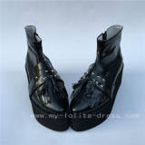 Gothic Punk Black Lolita Short Boots with Tassels O