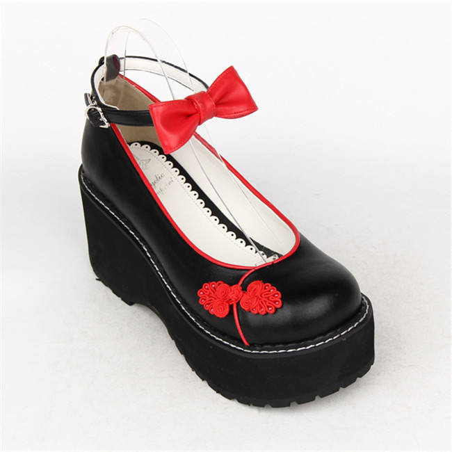 Angelic Imprint- Beautiful Bow Embroidery Qi Lolita High Platform Shoes