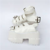 Beautiful High Platform White Matte Lolita Sandals