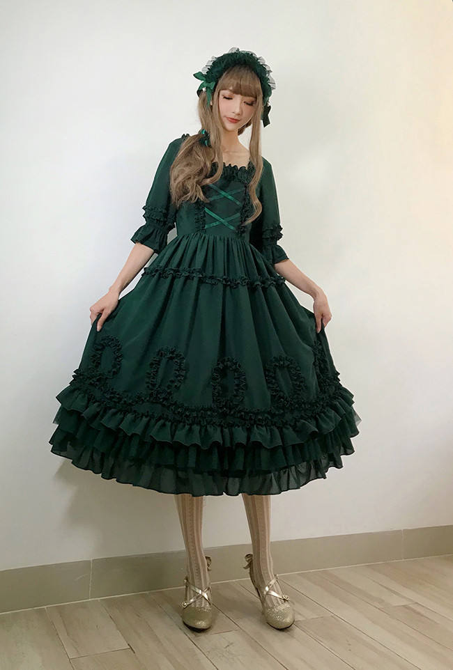 Little Dipper Tasya~ Chiffon Lolita Med-length OP Dress -Ready Made