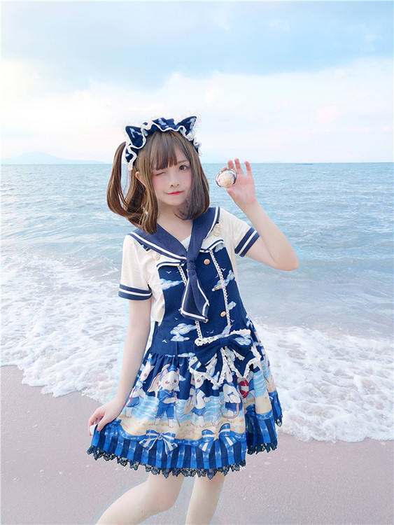 Tommy Bear ~ Kitty Sailor Cute Lolita JSK