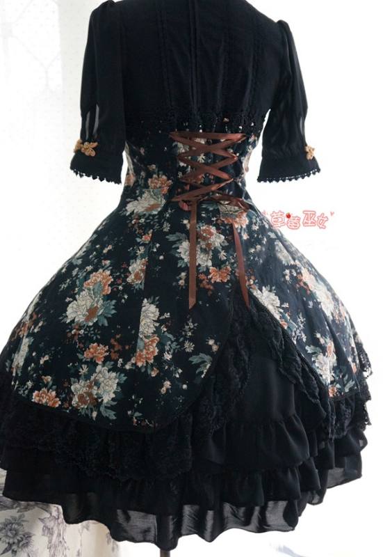 Strawberry Witch Peony Printed Qi Lolita OP