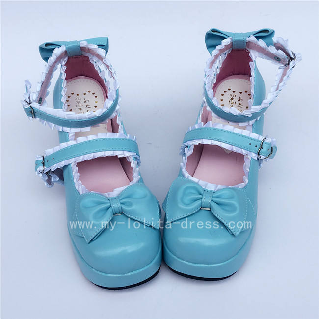 Matte White Bow Lace Lolita Shoes